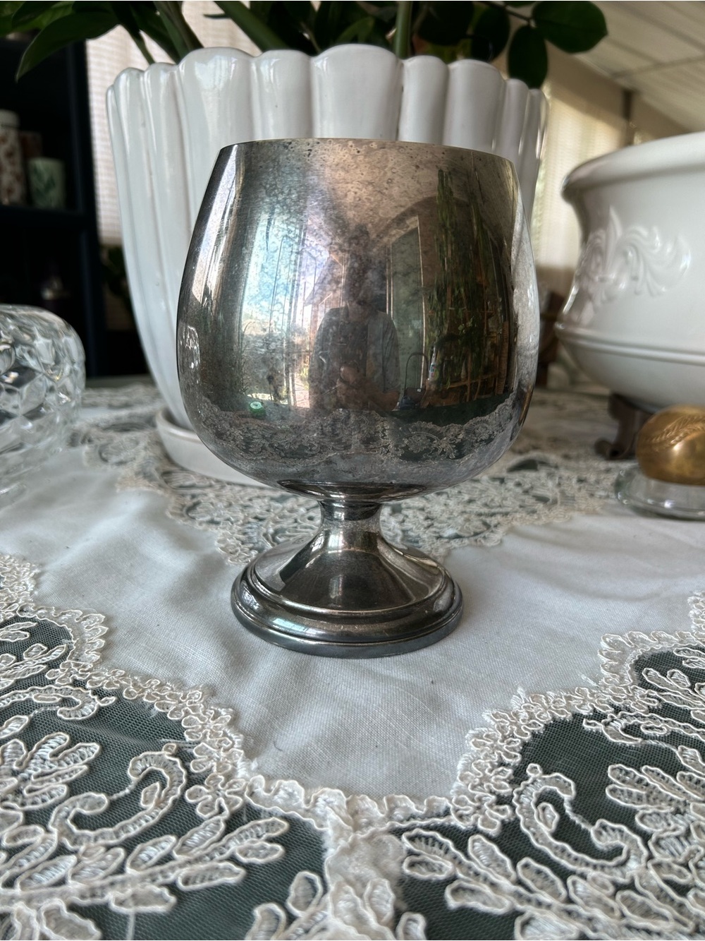 Silver Pedestal Goblet - Classic Metal Drinkware
